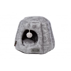 SCRUFFS Лежак-домик для кошек "Knightsbridge Cat Igloo", экокожа, серый, 48x48x38см